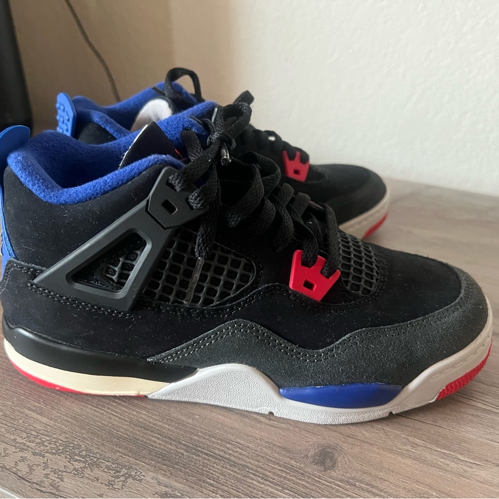 Nike Kids Black and Red Sneakers with Blue Highlights